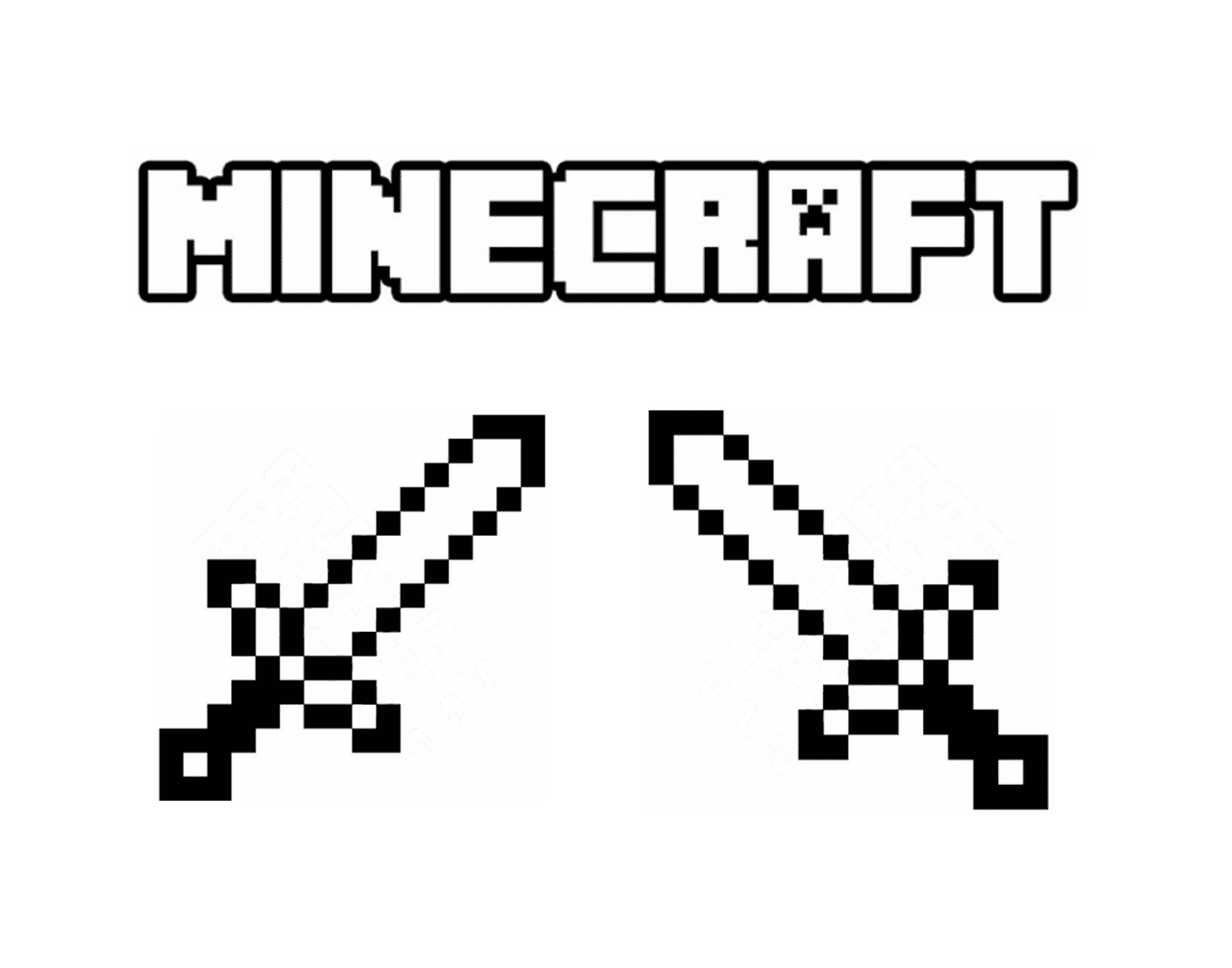  Dos espadas cruzadas de Minecraft 