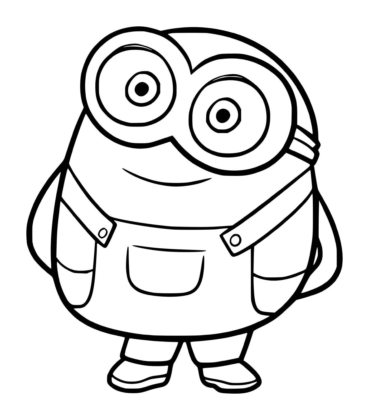  Bob Minion smiling with a backpack 