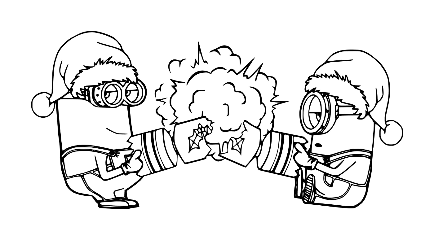 Minions machen Weihnachtsfeuerwerk