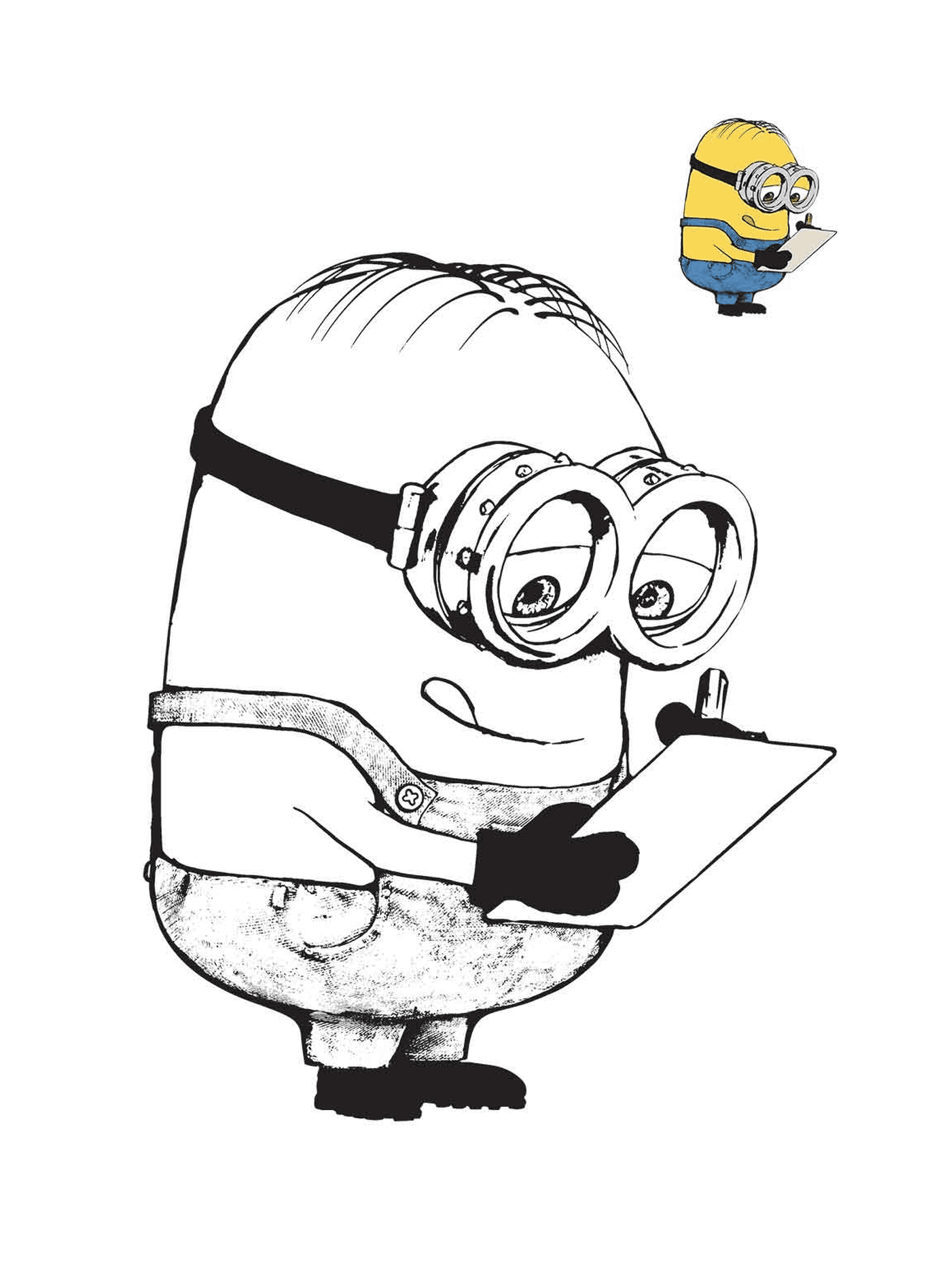  Minion notes on his tablet 