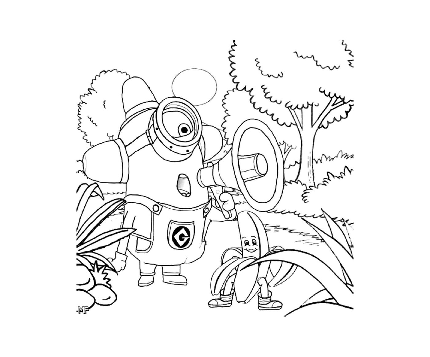  Minion in the forest, robot and spider 