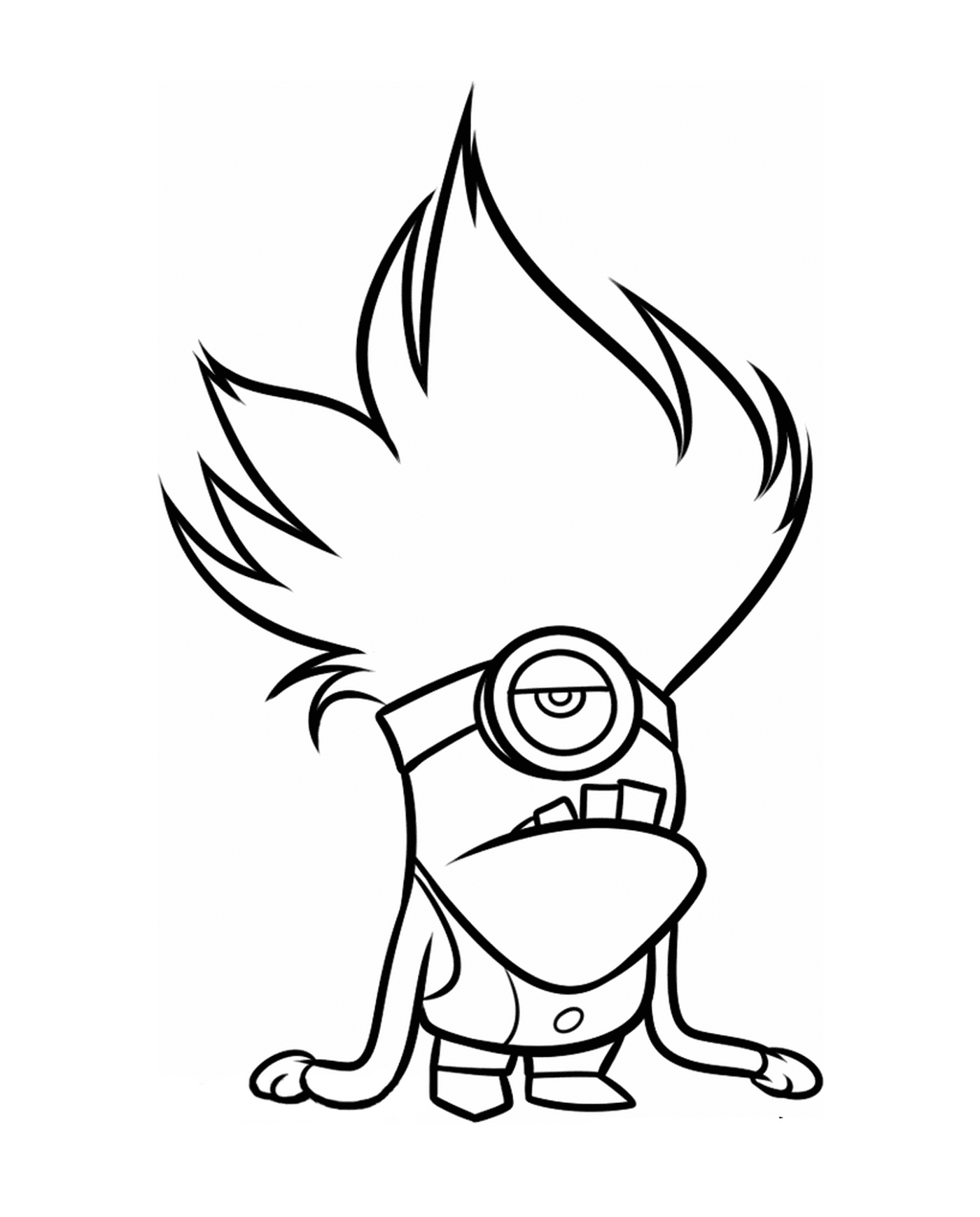  Minion with funny hair, animated character 