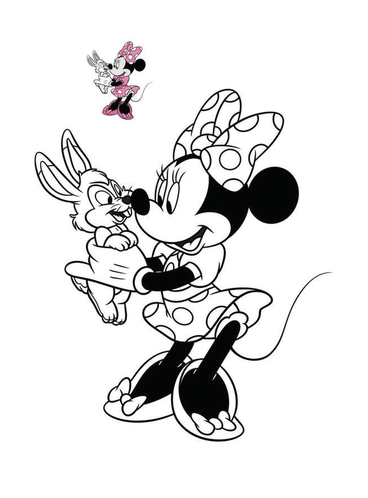  Minnie Maus mit einem Disney Kaninchen 
