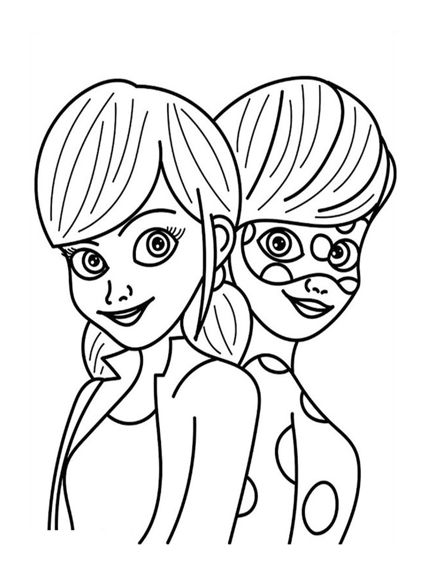  Stylized portrait of Ladybug and Marinette 