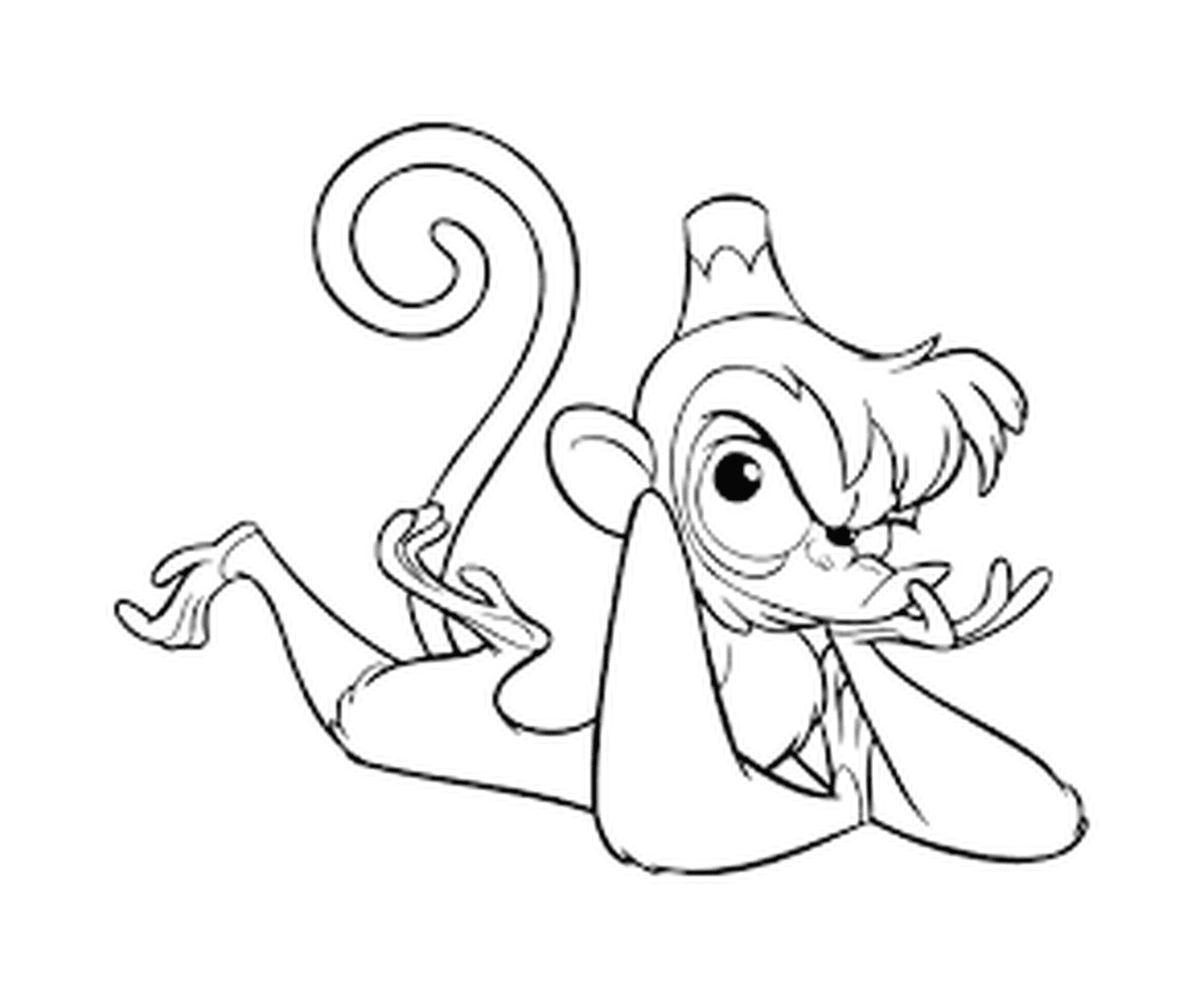  Aladdin's Monkey sitzt auf dem Boden 