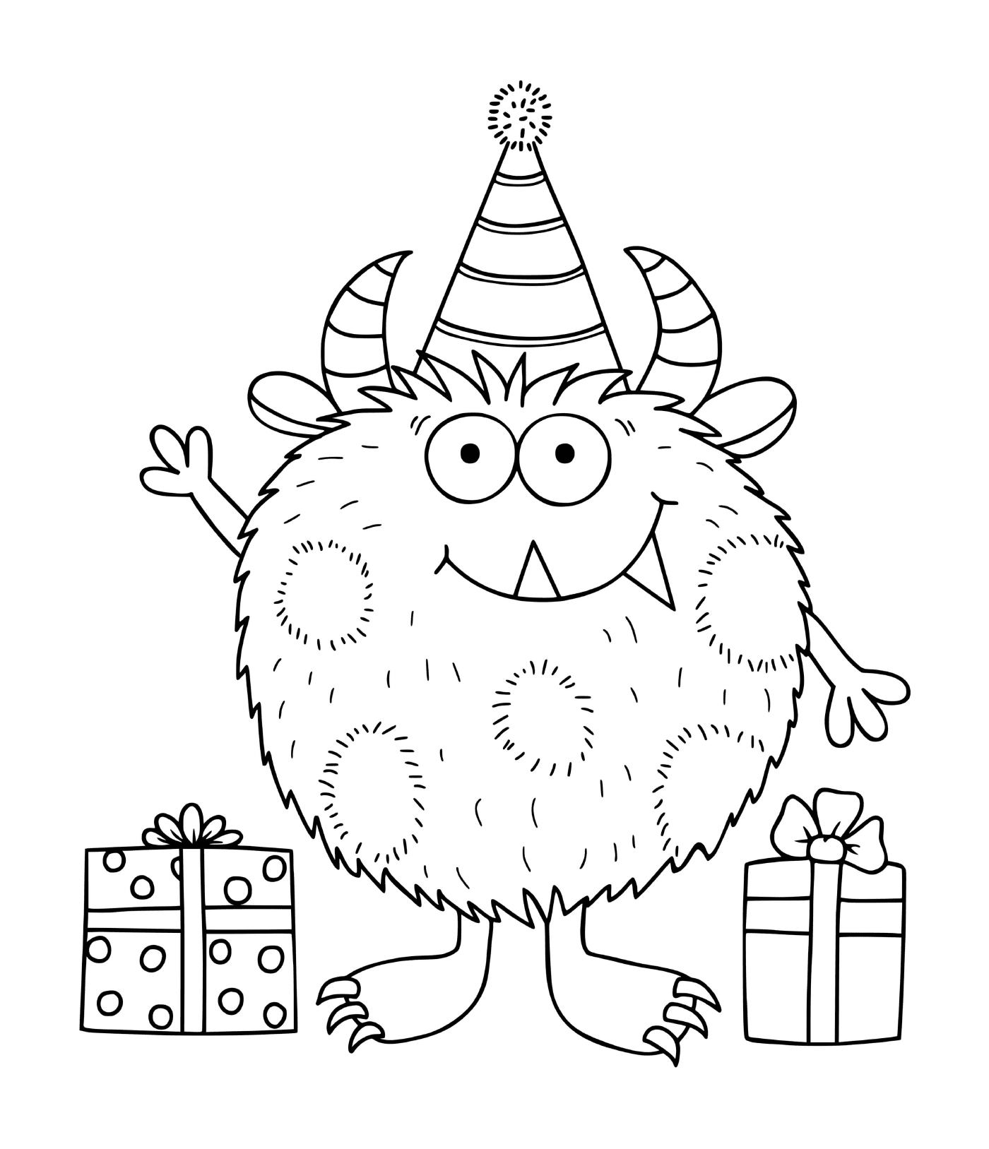  A funny monster celebrating anniversaries 
