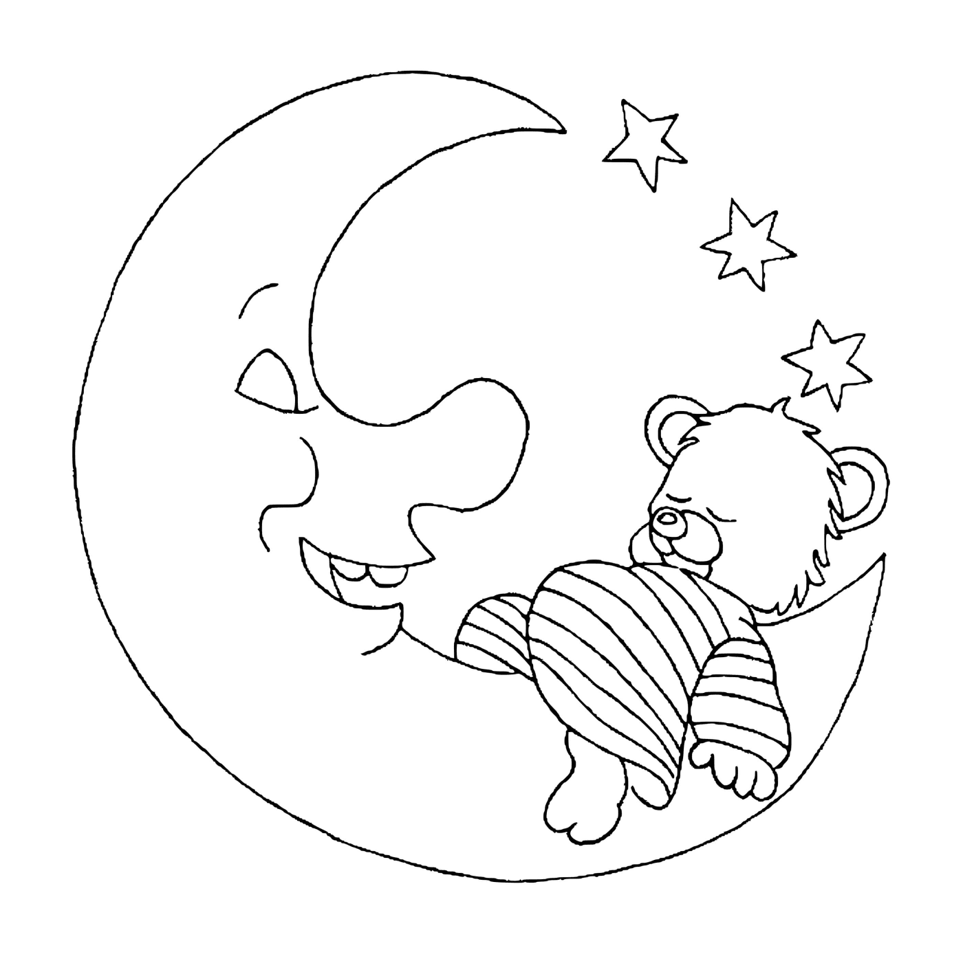  Teddy bear sleeping on the moon 