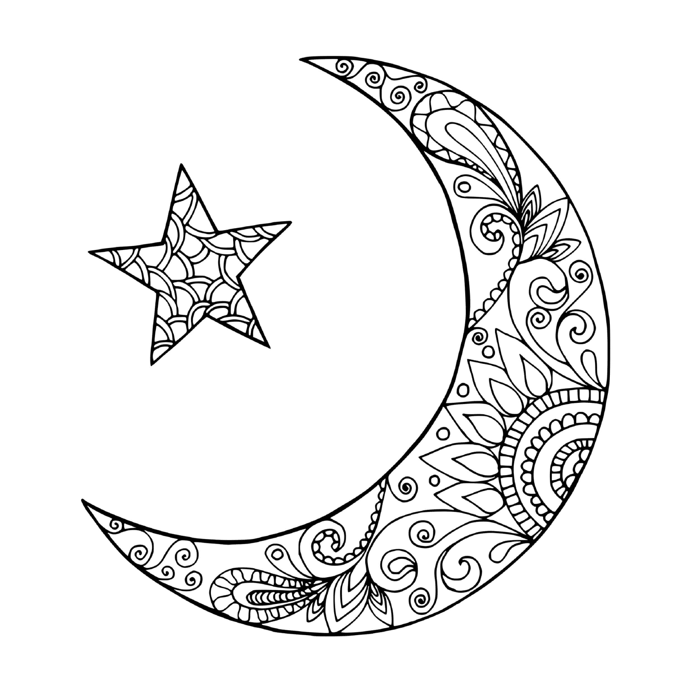  Луна в форме полумесяца и звезды 