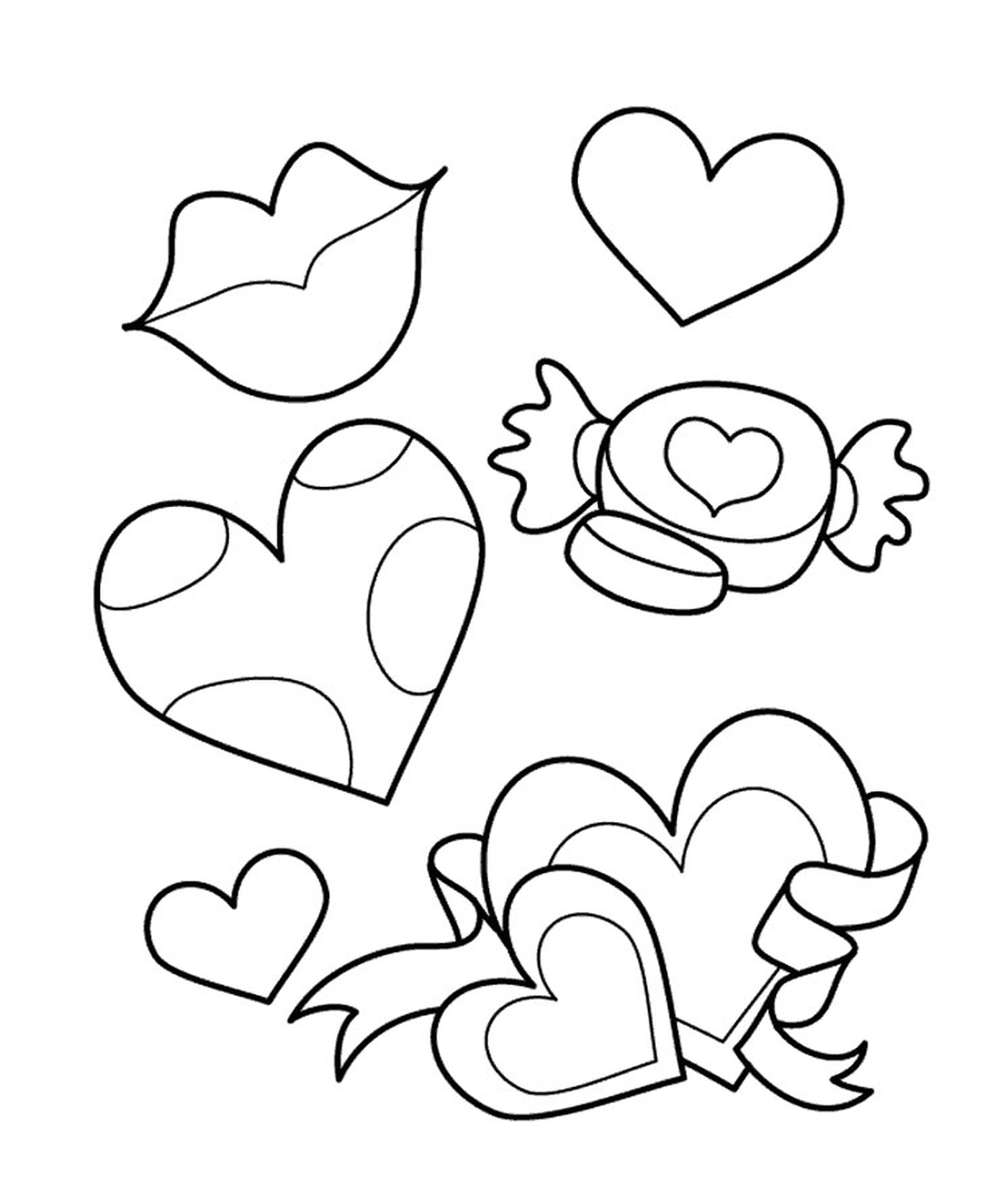  Una variedad de formas y tamaños de corazones 