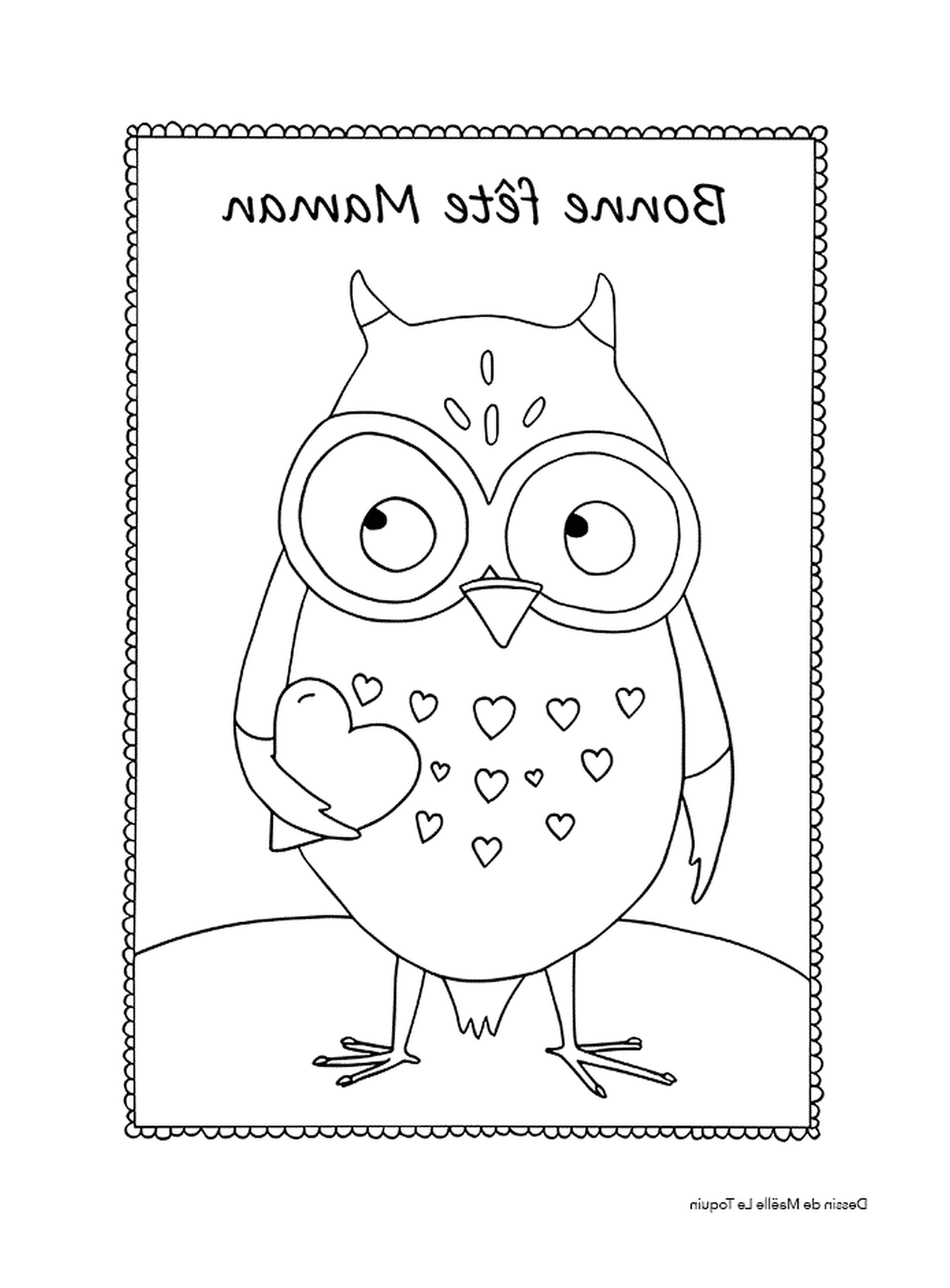  An owl holding a heart 