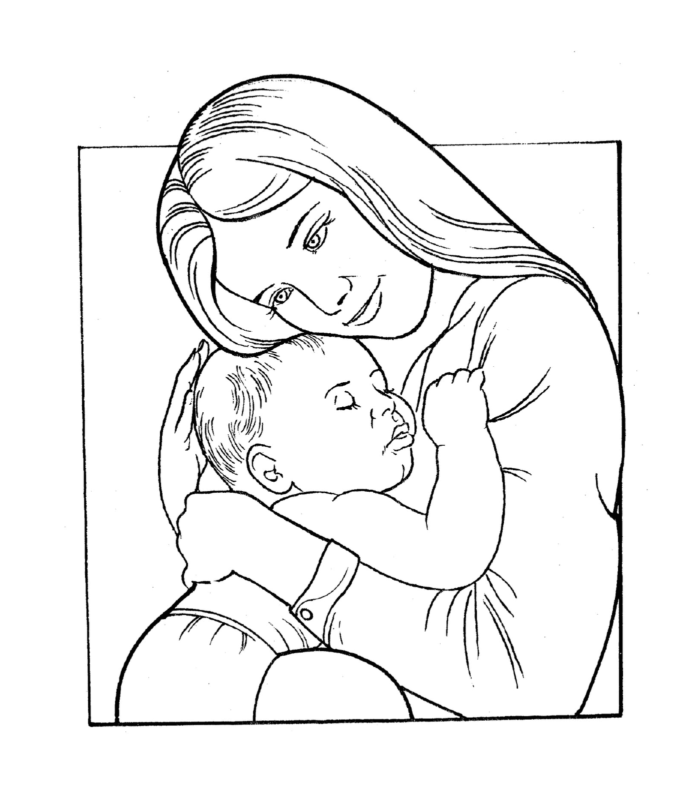  Eine Frau, die ein Baby hält 