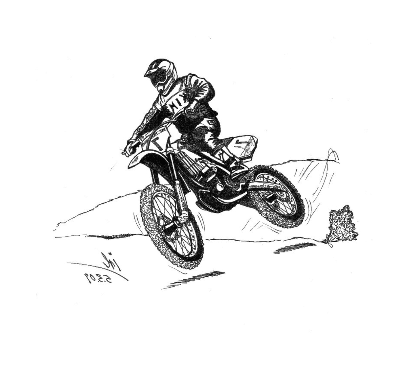  Hombres en moto cruz en una colina 