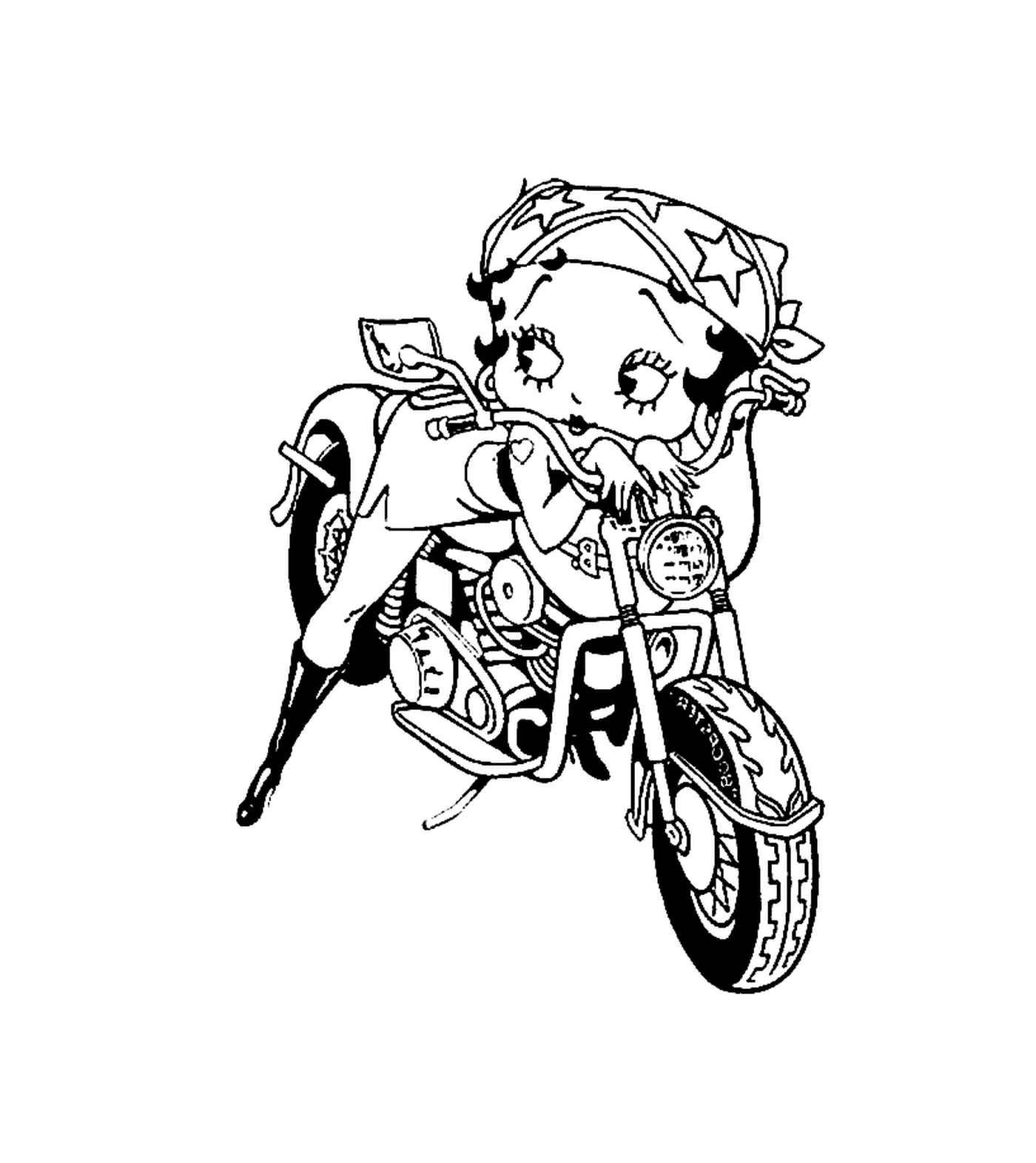  Betty Boop sitzt auf einem Motorrad 