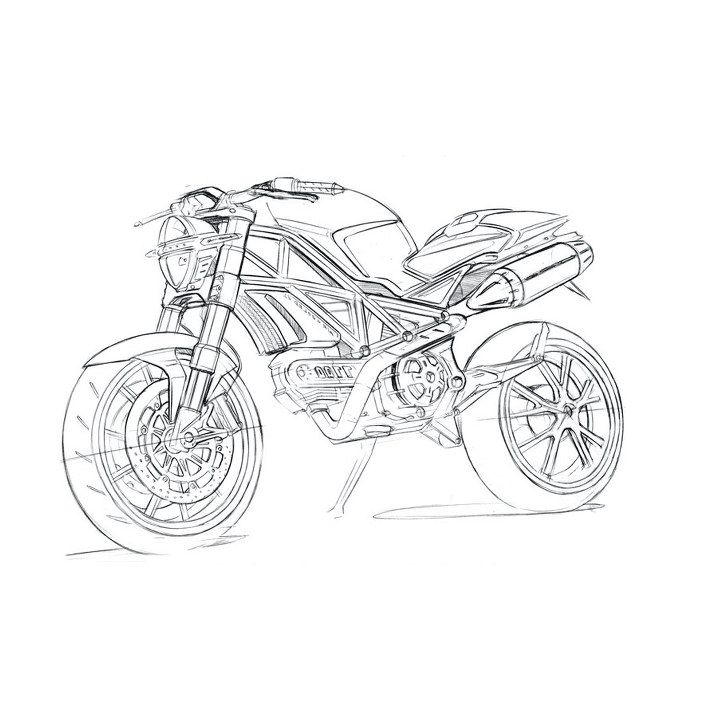  Motocicleta Ducati sobre fondo blanco 