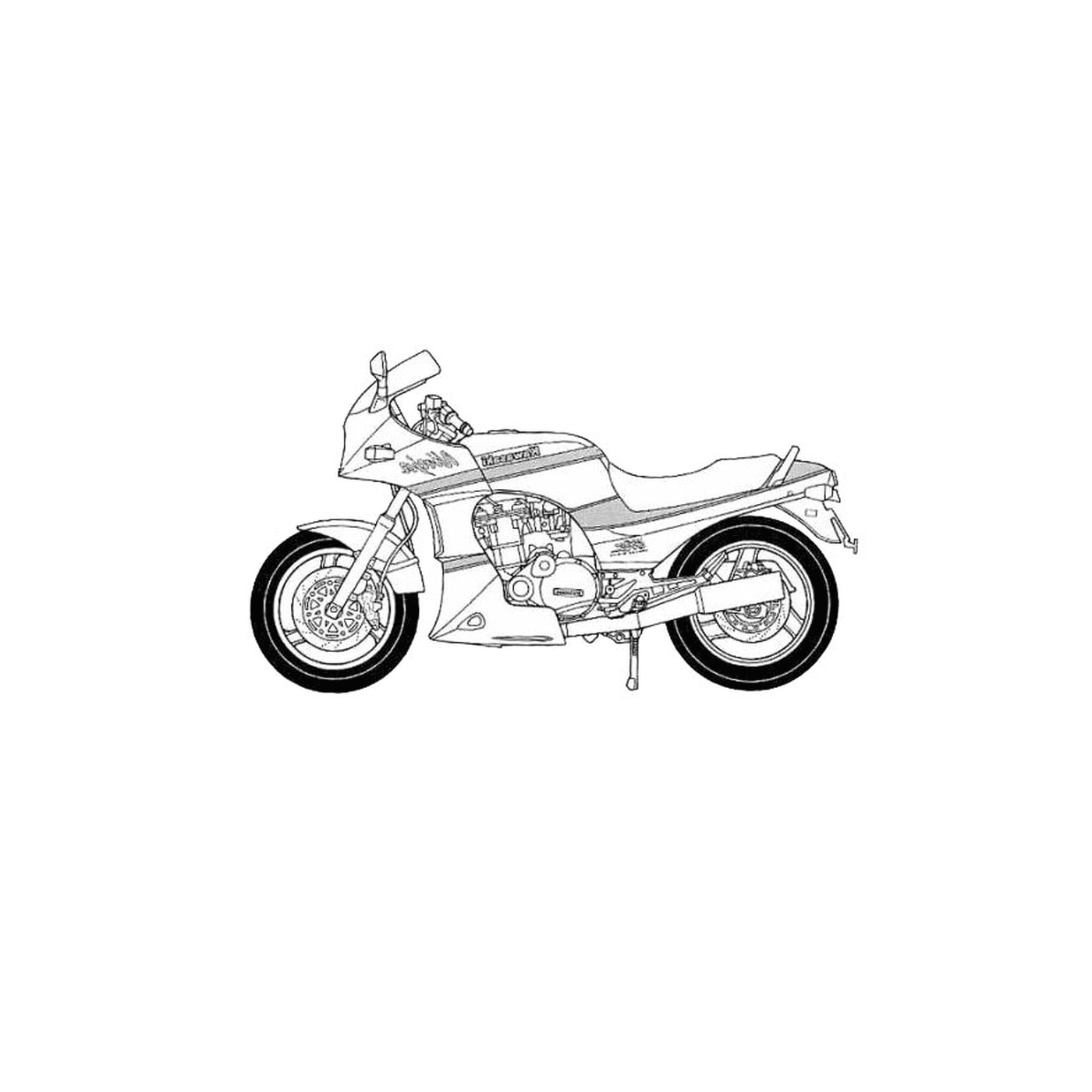  Kawasaki Motorrad auf weißem Hintergrund 