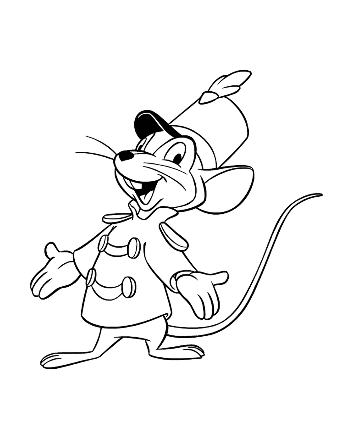  Eine Maus in einem Mantel und einem Hut gekleidet 