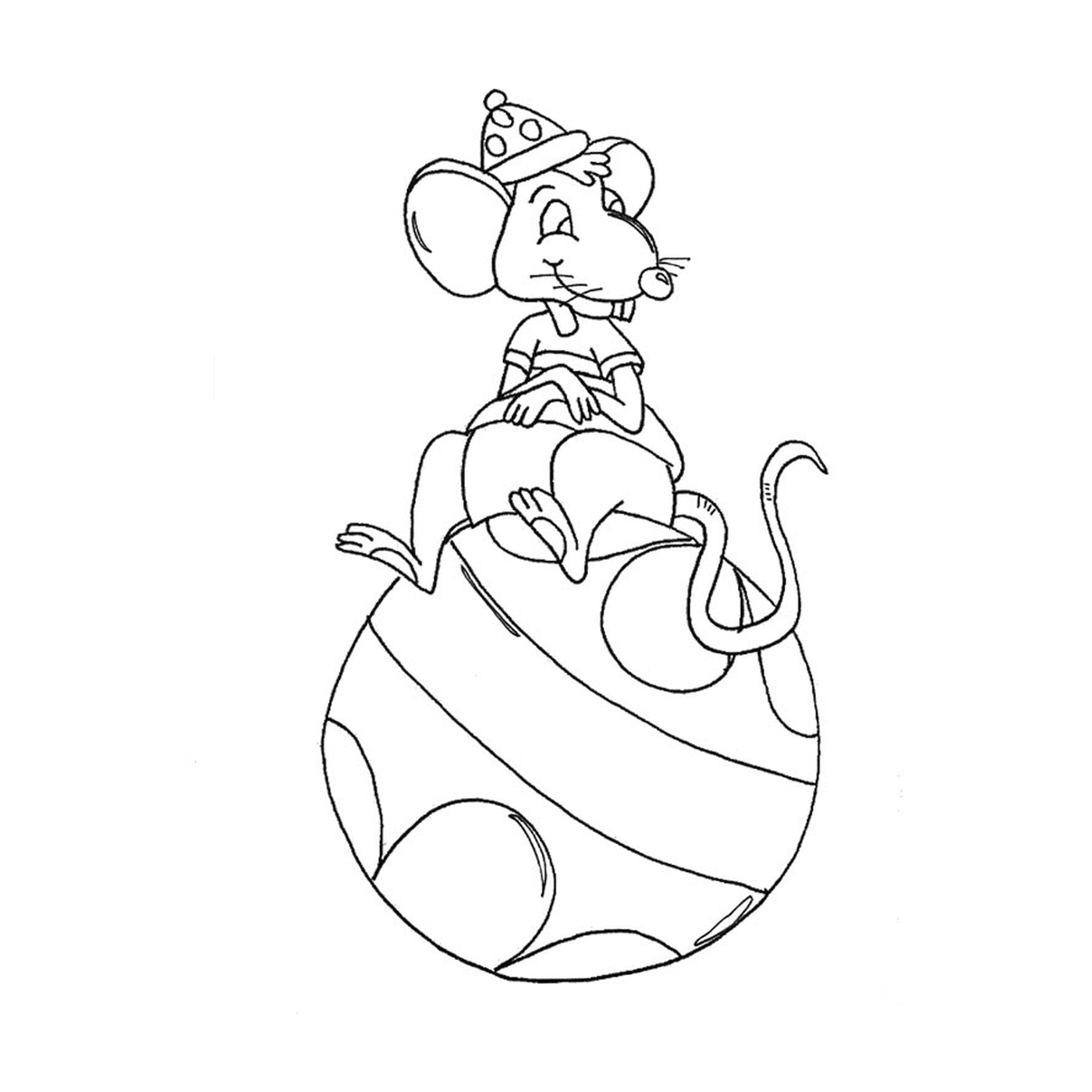  Un ratón sentado en un globo 