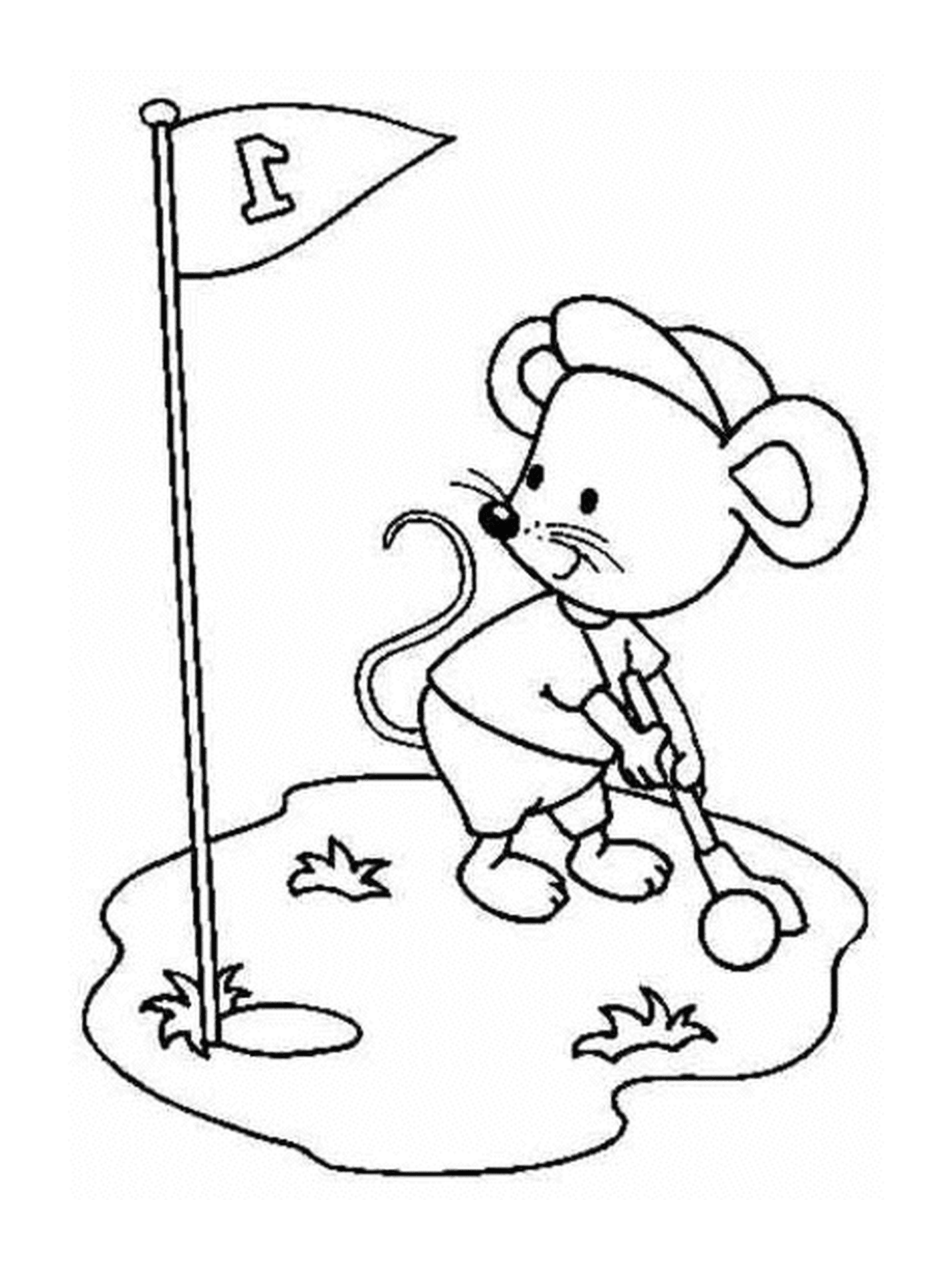  A mouse playing golf 