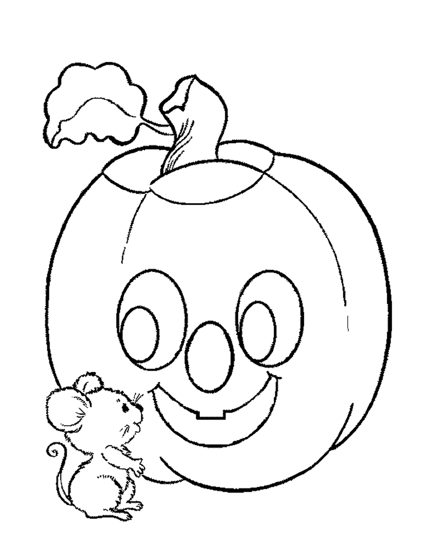  A pumpkin and a little mouse 