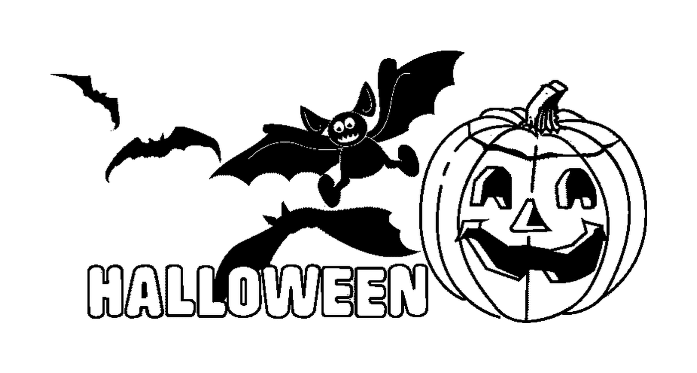  Halloween: Calabaza con murciélagos 