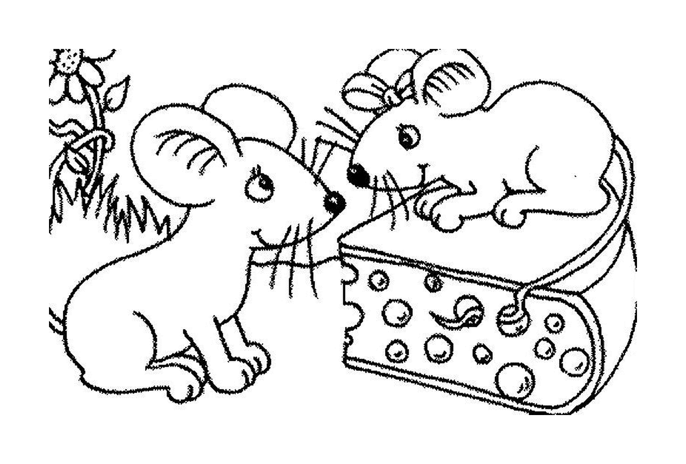  Two mice and a piece of cheese 