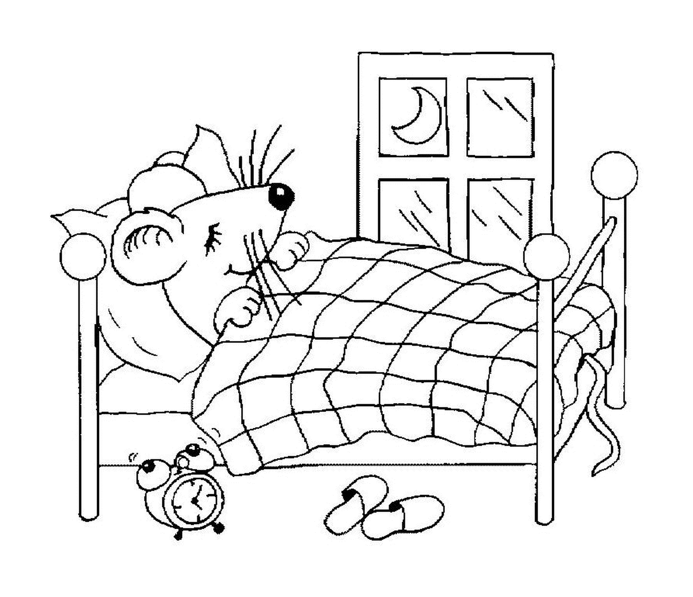  A mouse in his bed 