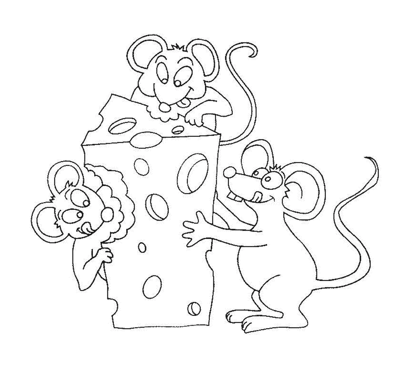  Three mice for a piece of cheese 