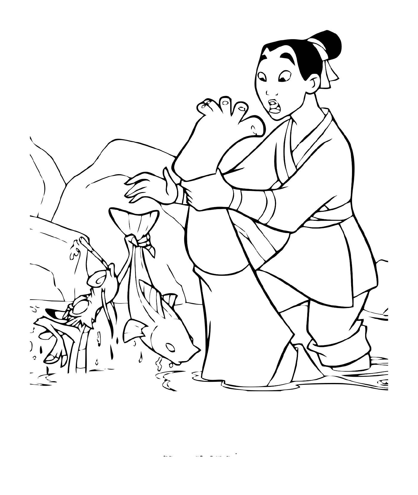  Mulan fishing with Mushu 