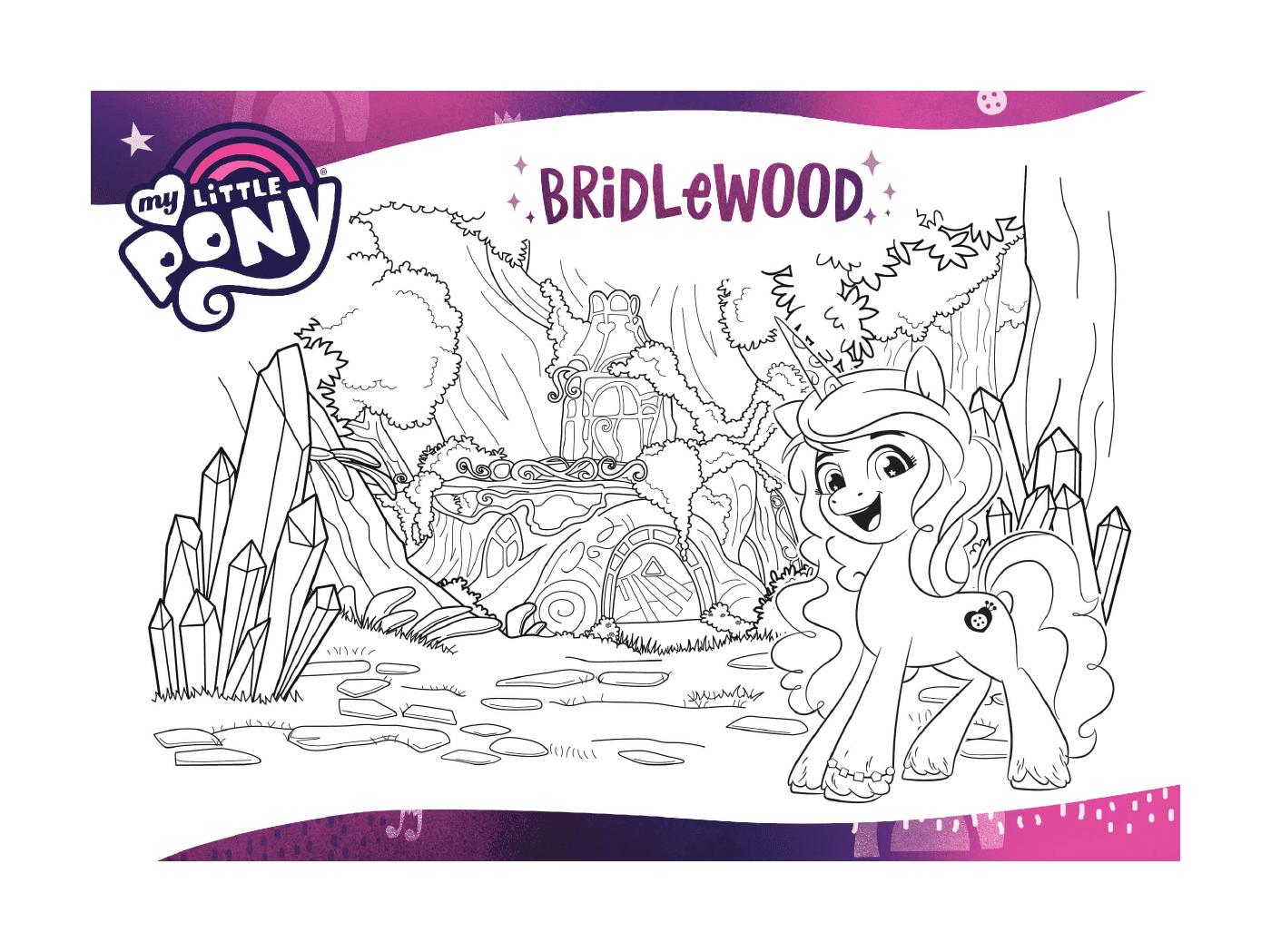  Pony frente a un bosque misterioso 