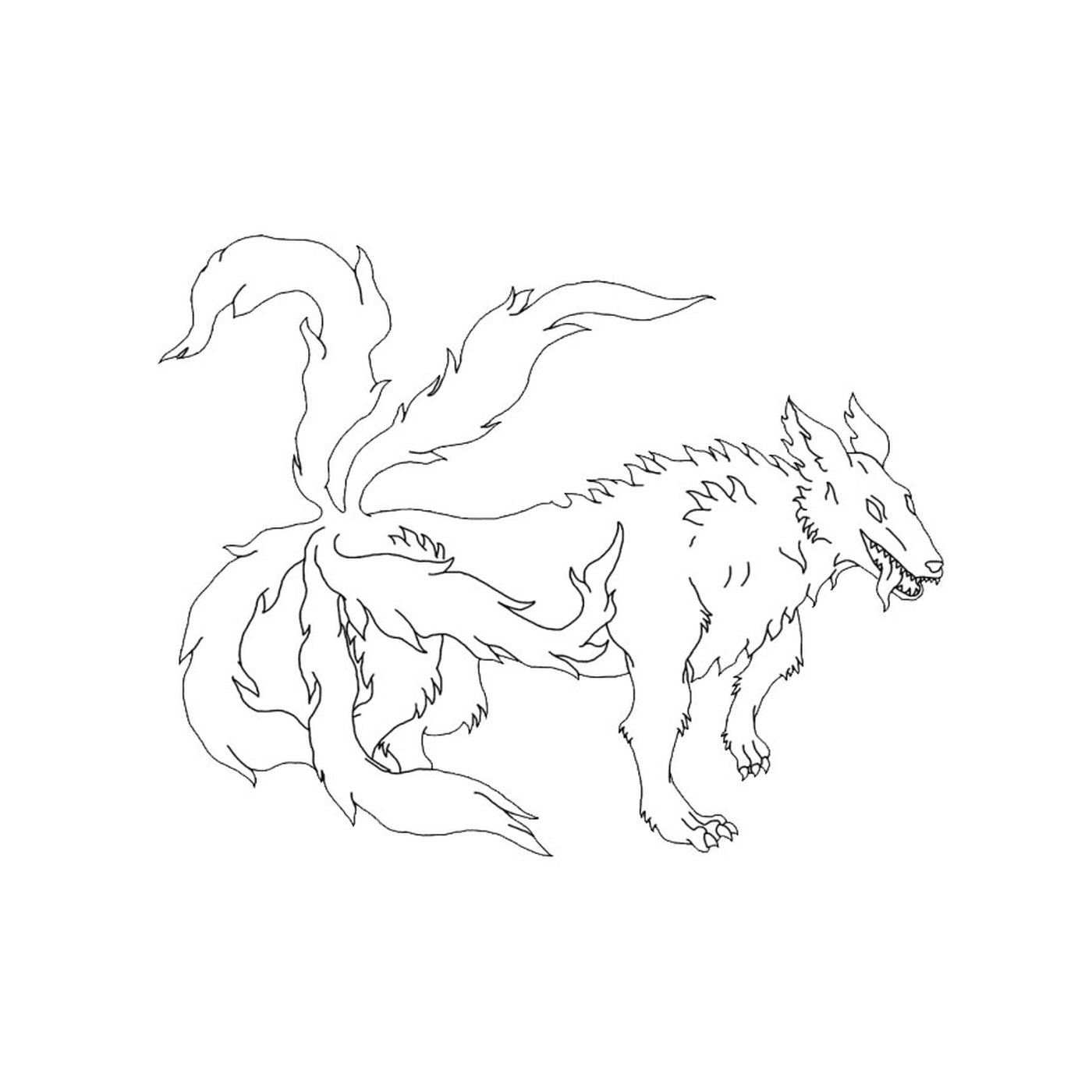  A wolf with a long tail 