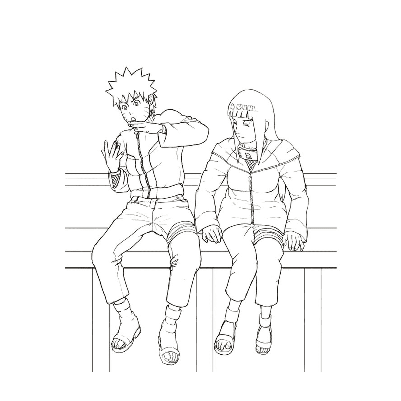  A couple of people sitting on a wooden bench 