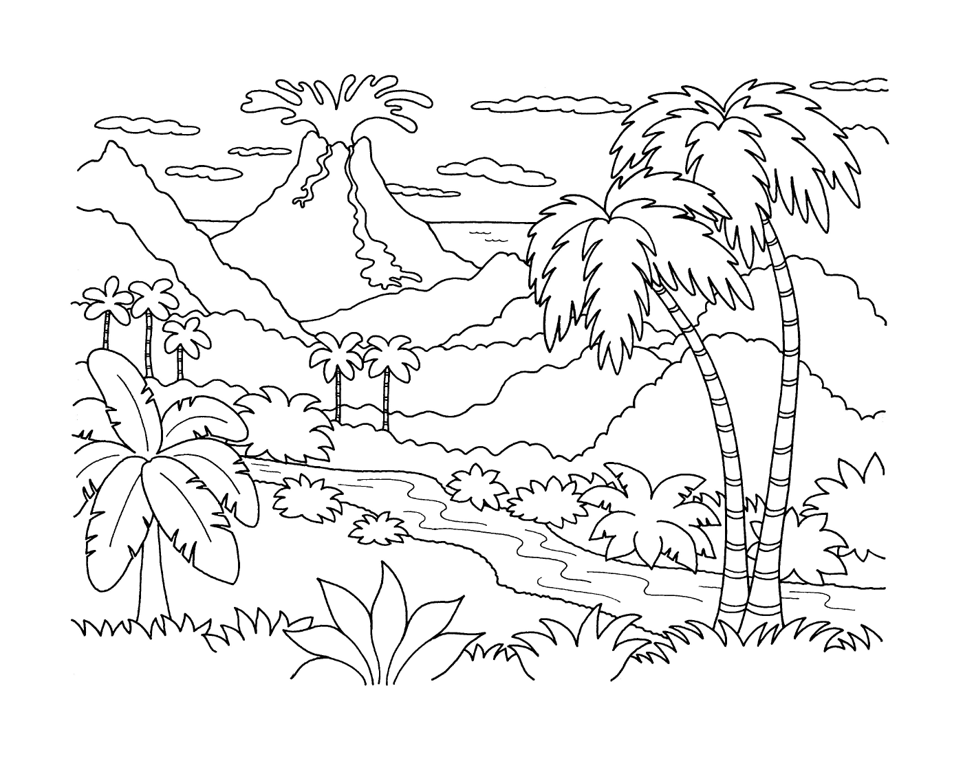  Un paisaje con un volcán 