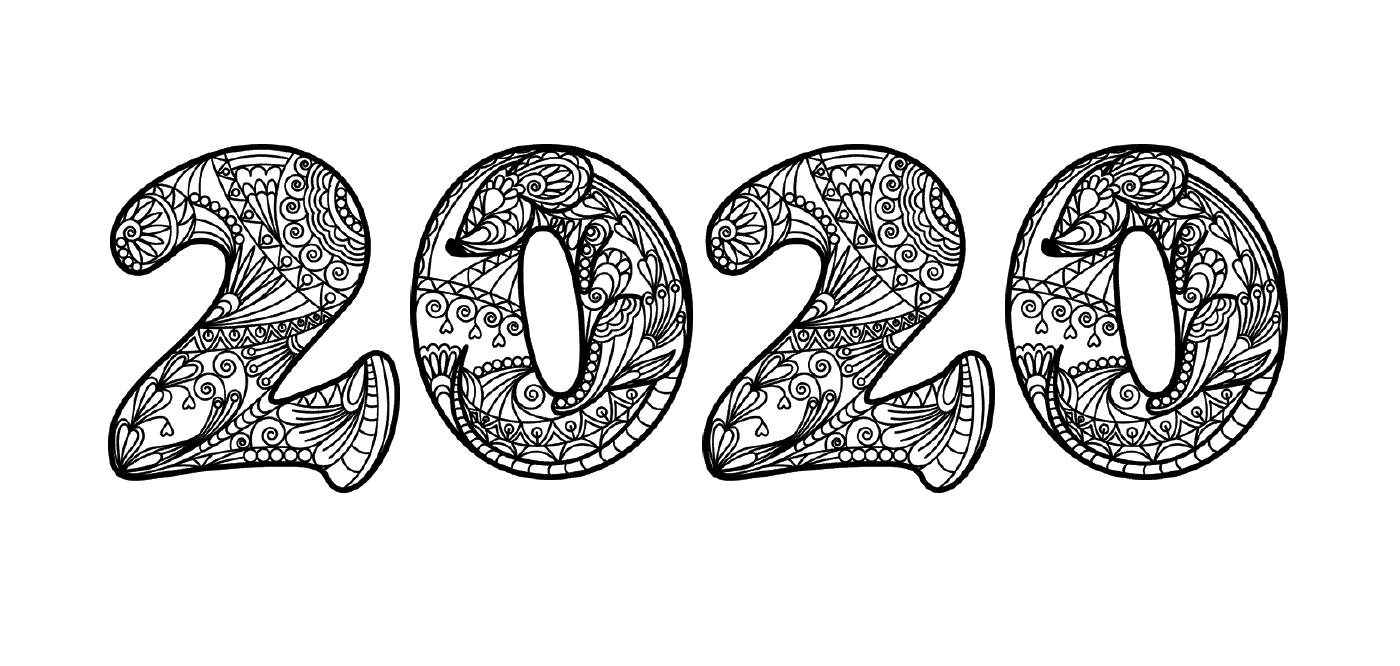 Chinese New Year 2020, the year of the rat in zentangle style