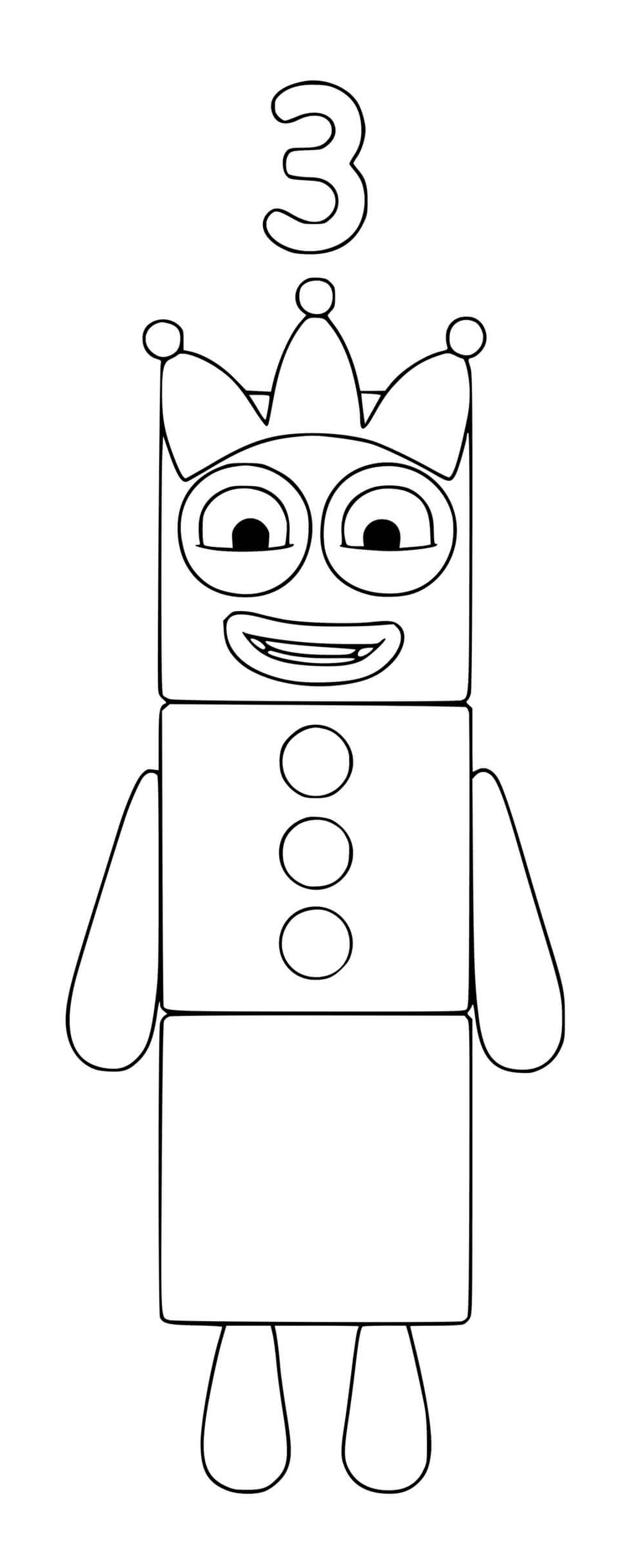  Numberblocks Nummer 3, ein Spielzeugroboter 