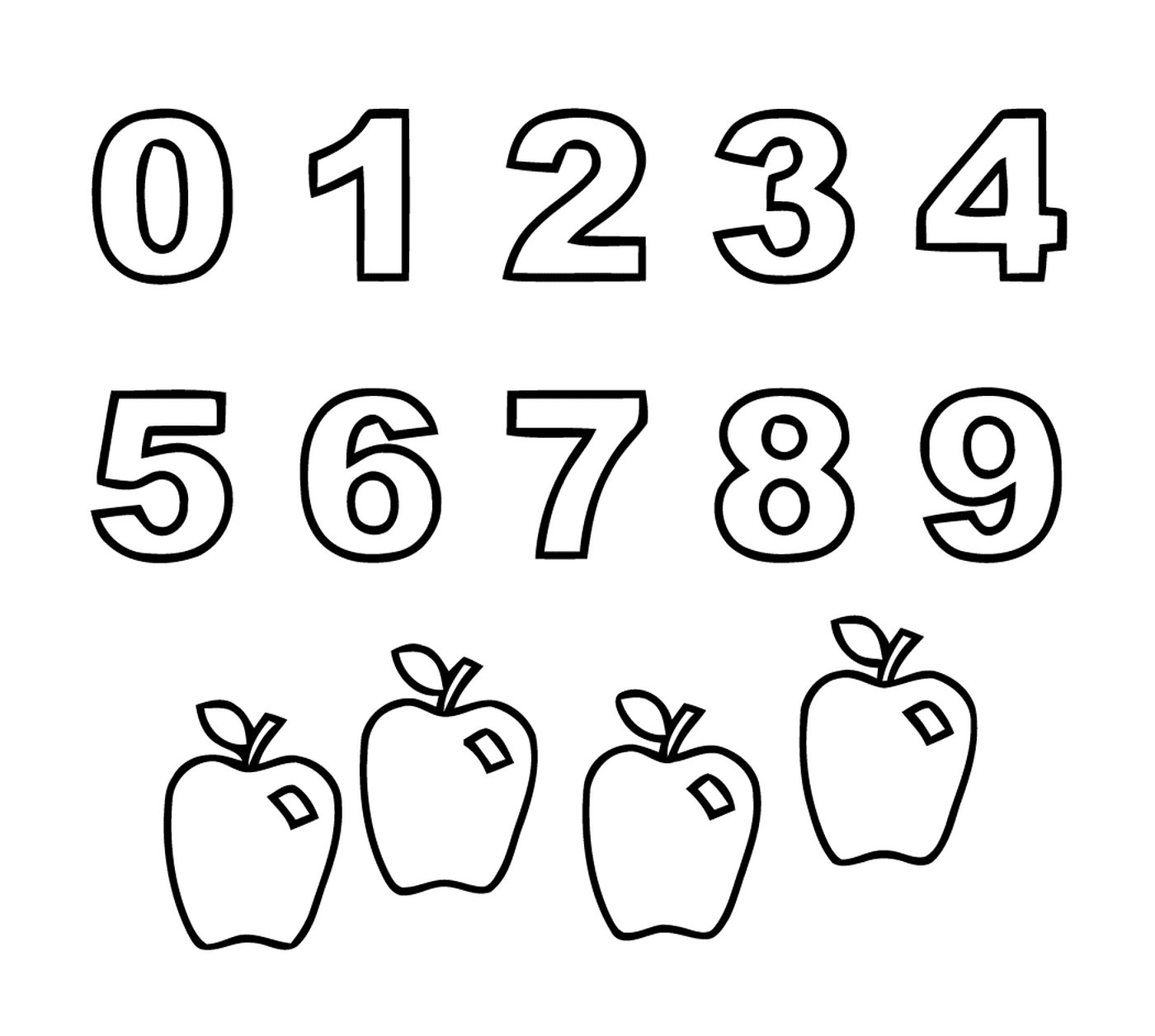  Zero to nine figures for children with apples 