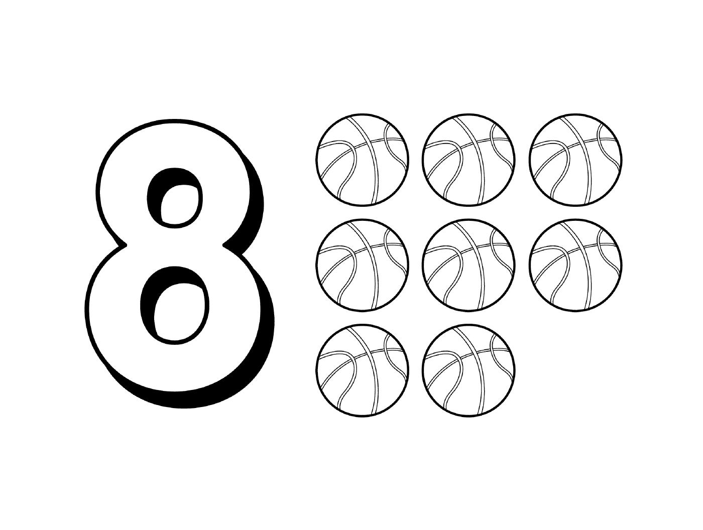  Figura ocho con nueve pelotas de baloncesto 
