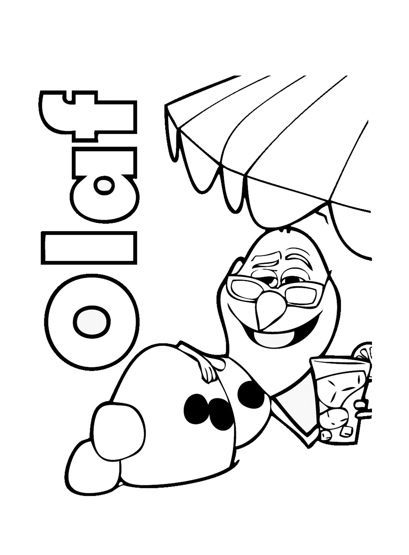 Olaf drinks iced tea at the beach 