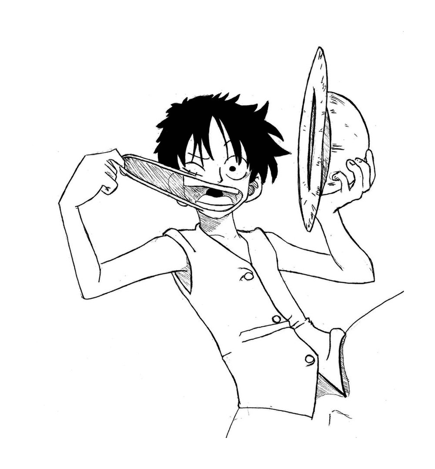  Luffy laughs, man plate 