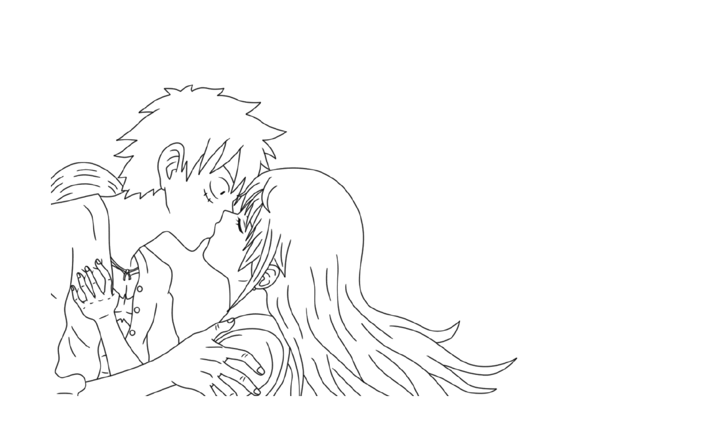  Nami and Luffy, tender kiss 