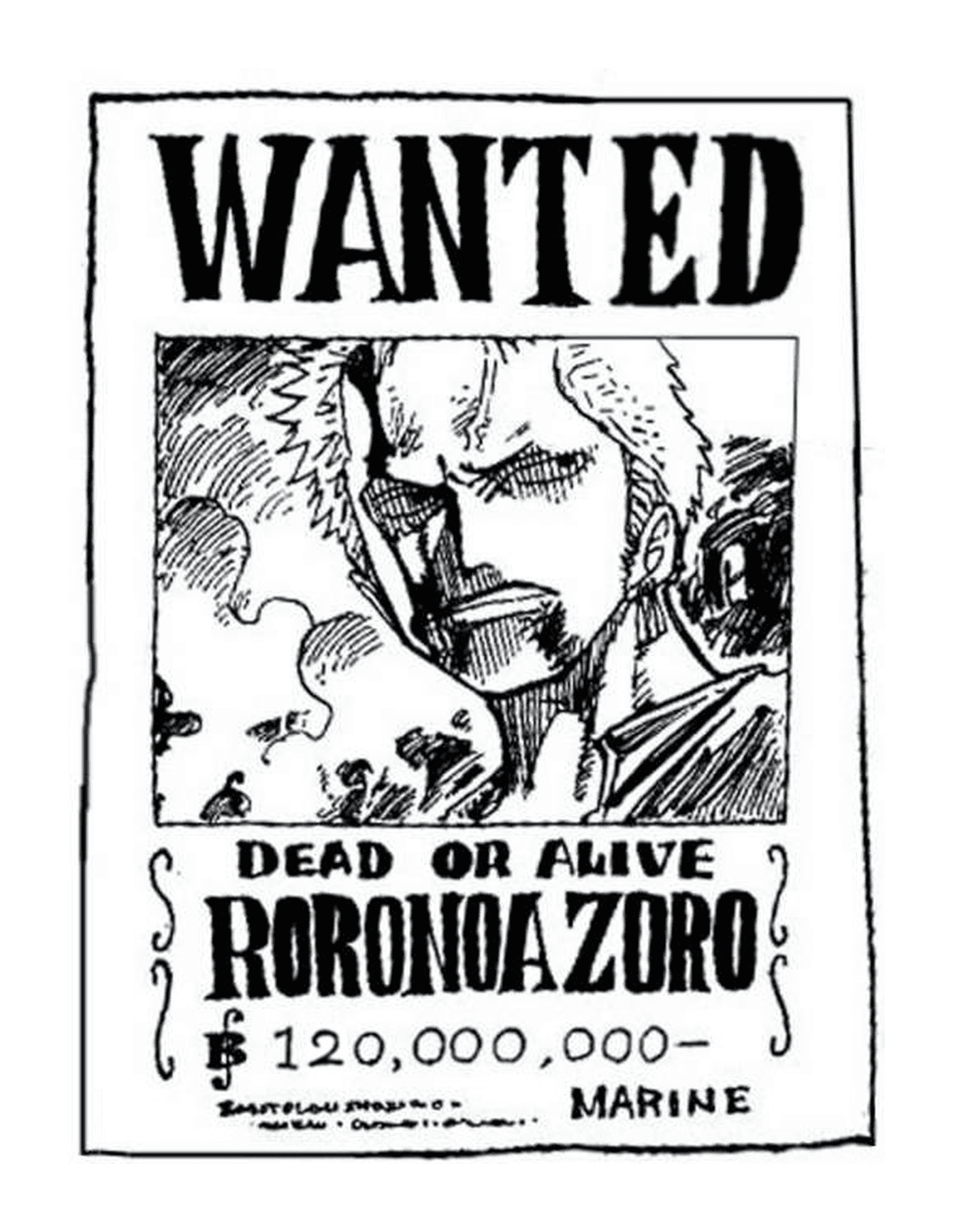  Wanted Roronoa Zoro, dead or alive 