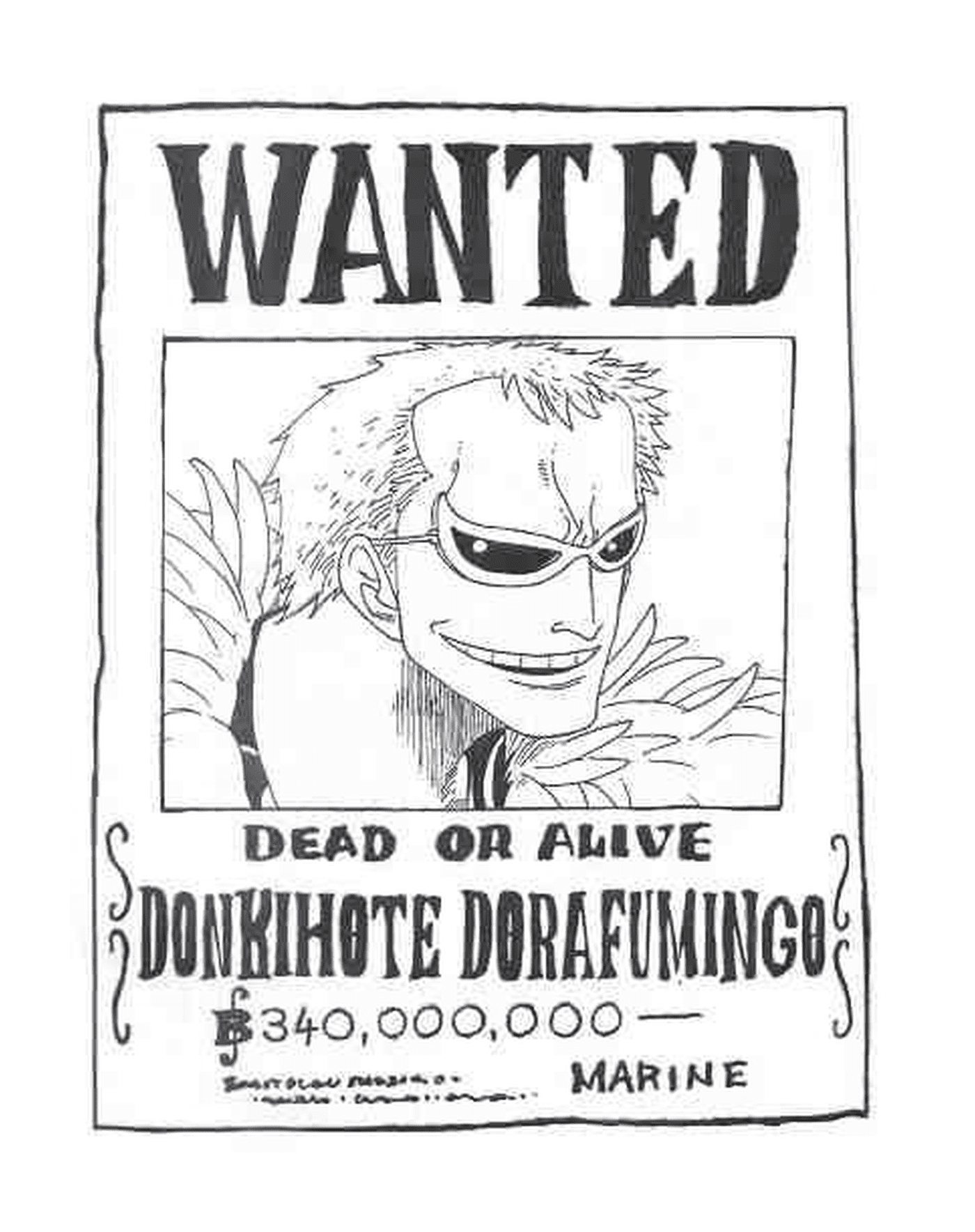  Wanted Donkihote Doflamingo, dead or alive 