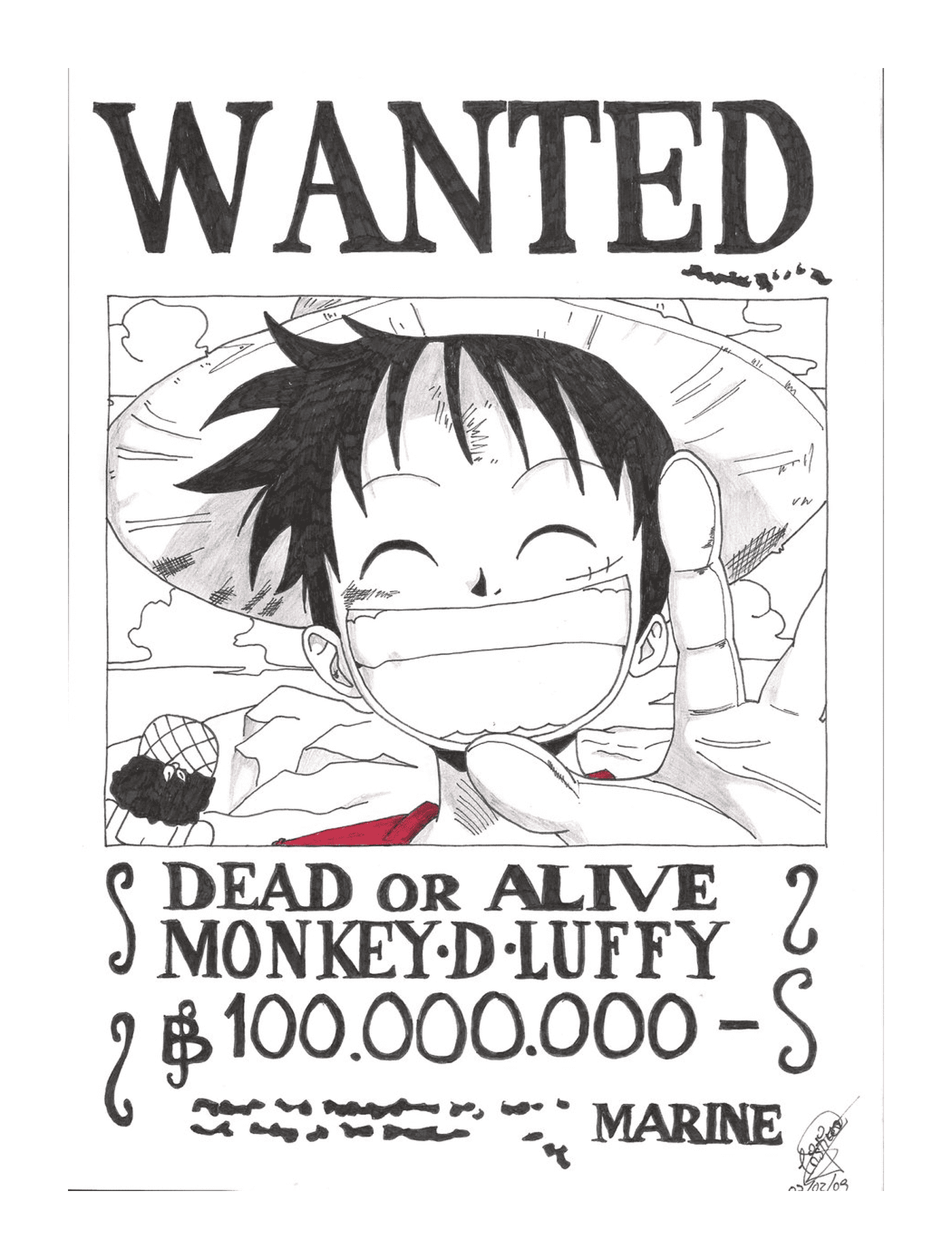  Wanted Luffy by Rikku, dead or alive 