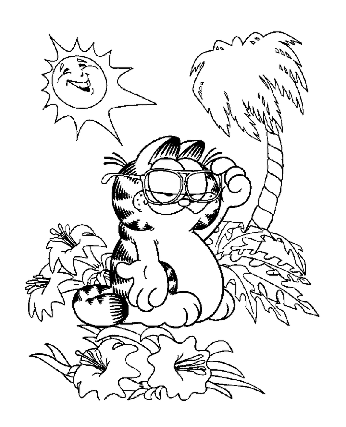  Garfield sotto una palma soleggiata 
