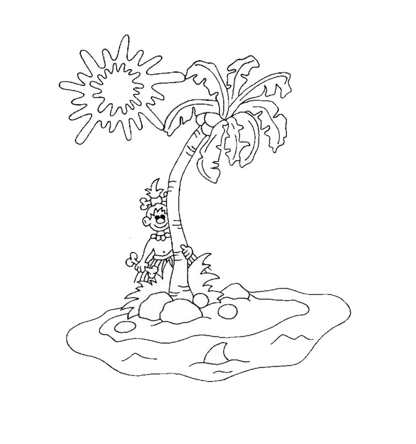  Palm tree on a deserted island 
