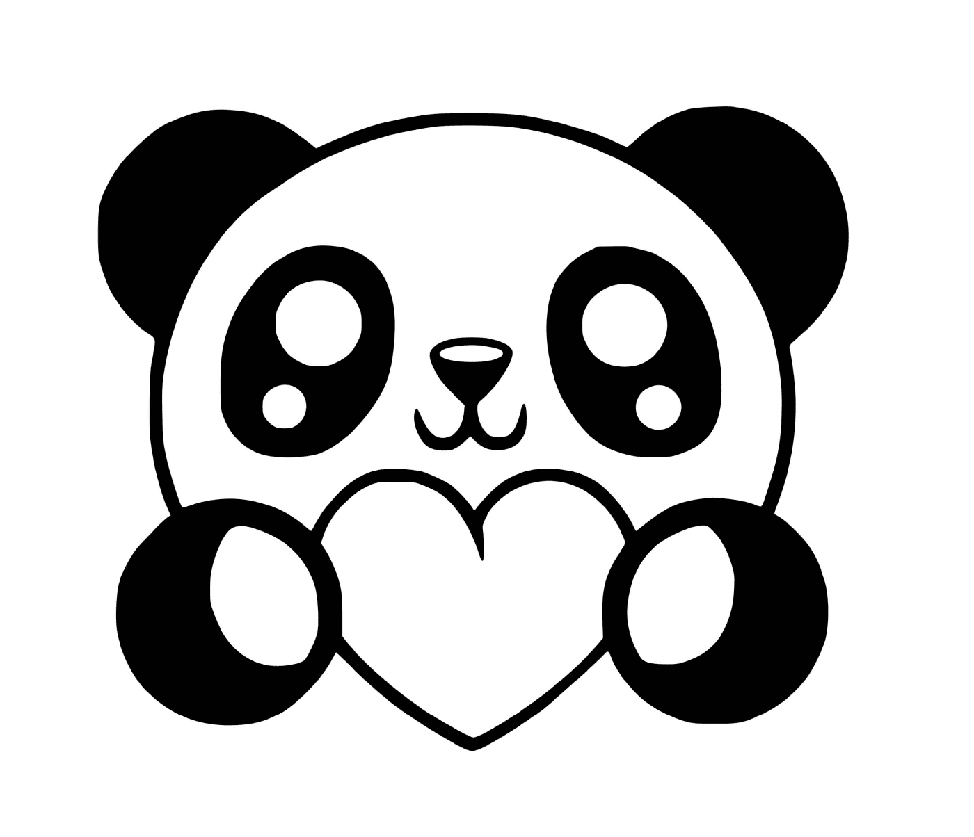  Панда Каваи с сердцами 