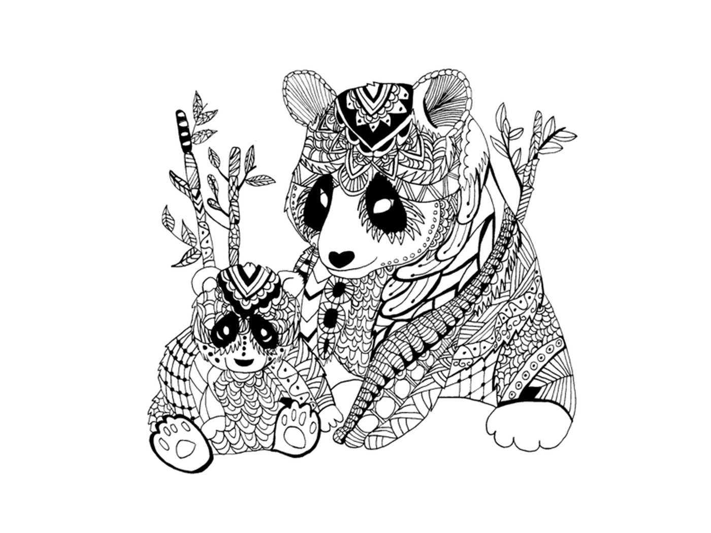  adulto panda zentangle cariñoso 