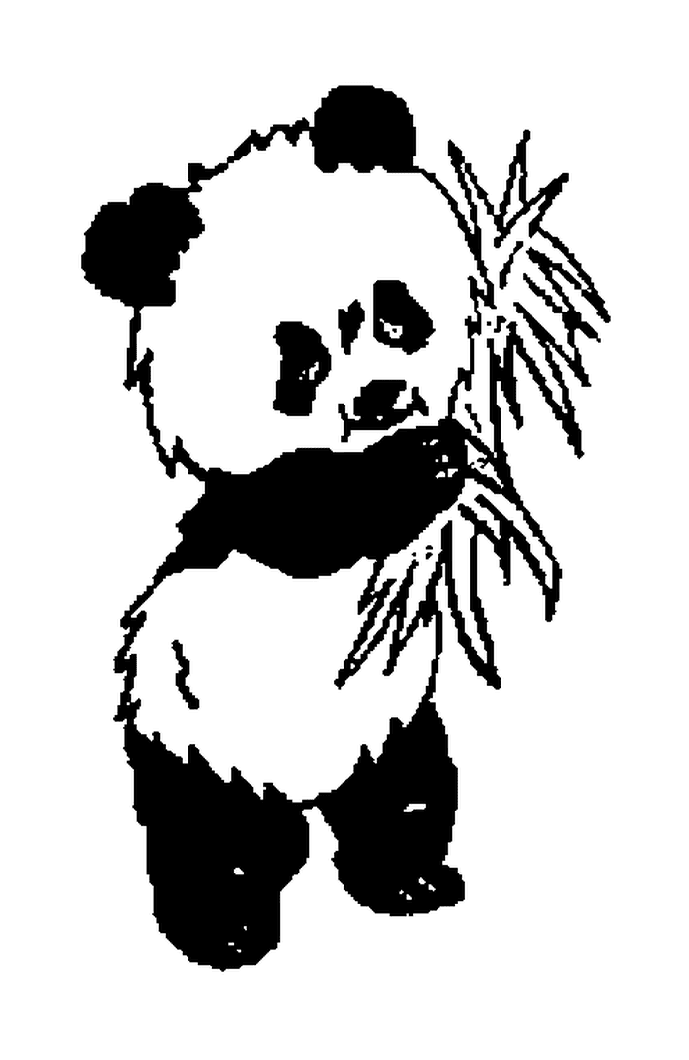  panda in piedi assaporato foglie 