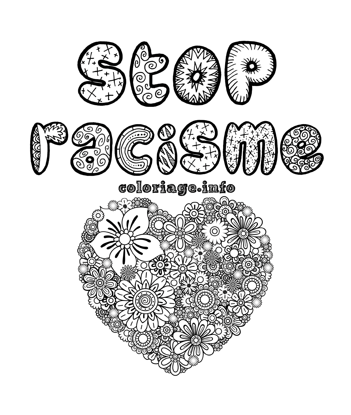  Stop racism, mandala heart 