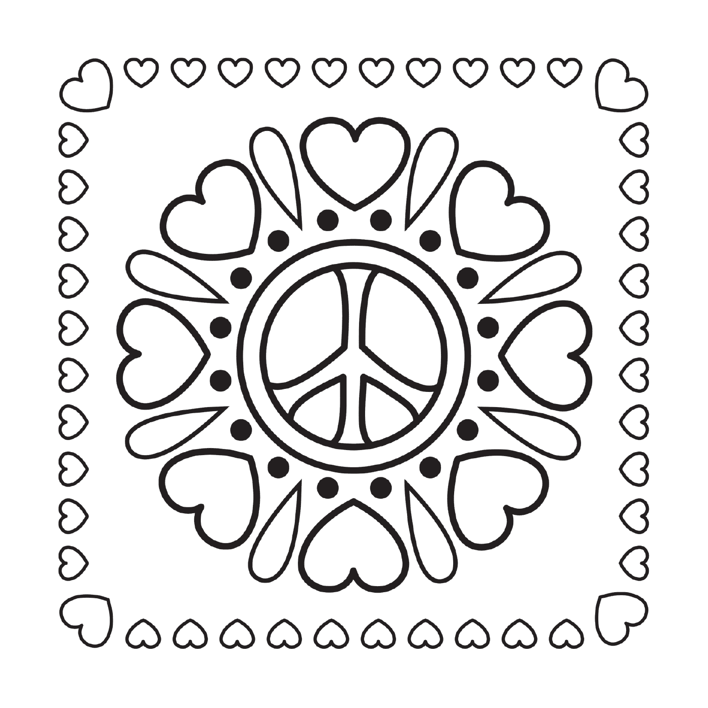  Mandala de paz con corazones 