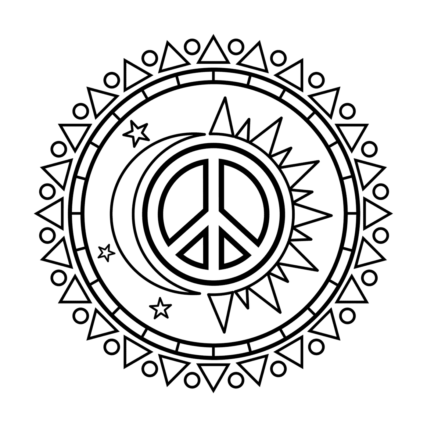  Sonne und Mond mit Symbol des Friedens 
